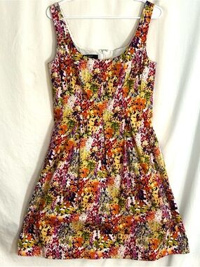 Nine West Floral Cotton Blend Summer Dress Women's Size 10 Sleeveless Travel EUC